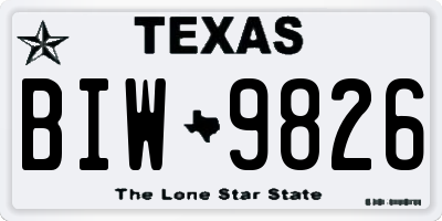 TX license plate BIW9826