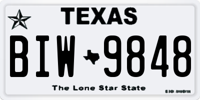 TX license plate BIW9848