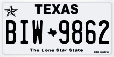 TX license plate BIW9862