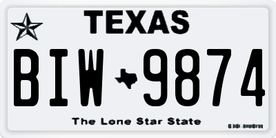 TX license plate BIW9874