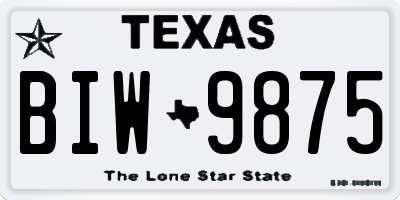 TX license plate BIW9875