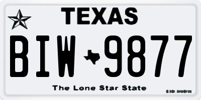 TX license plate BIW9877