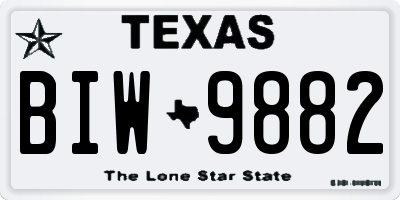 TX license plate BIW9882
