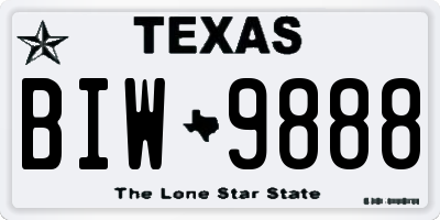 TX license plate BIW9888