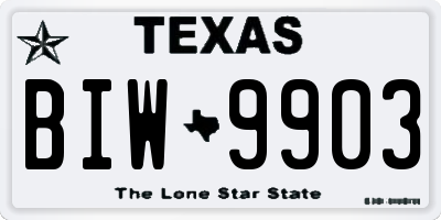 TX license plate BIW9903