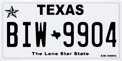 TX license plate BIW9904