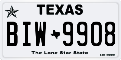TX license plate BIW9908