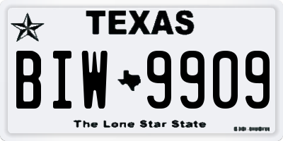 TX license plate BIW9909