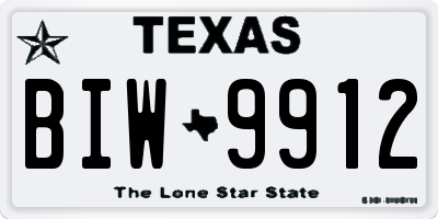 TX license plate BIW9912