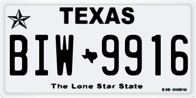 TX license plate BIW9916