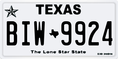 TX license plate BIW9924