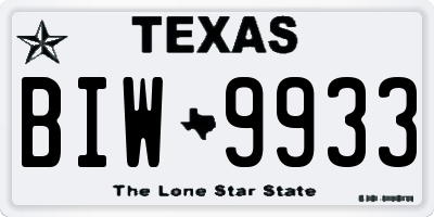 TX license plate BIW9933