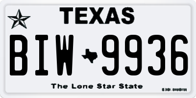 TX license plate BIW9936