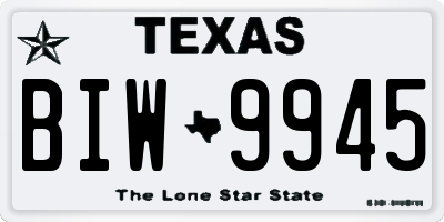 TX license plate BIW9945