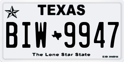 TX license plate BIW9947