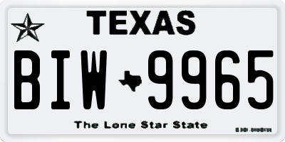 TX license plate BIW9965