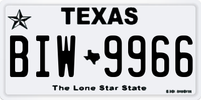 TX license plate BIW9966