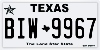 TX license plate BIW9967