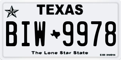 TX license plate BIW9978
