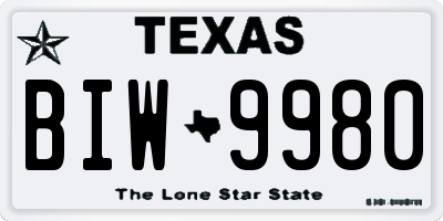 TX license plate BIW9980
