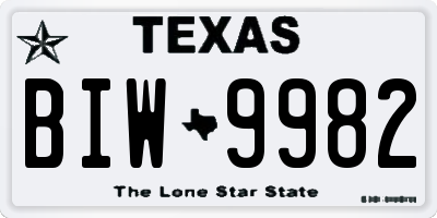 TX license plate BIW9982