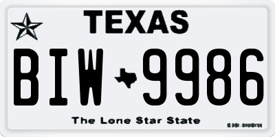 TX license plate BIW9986
