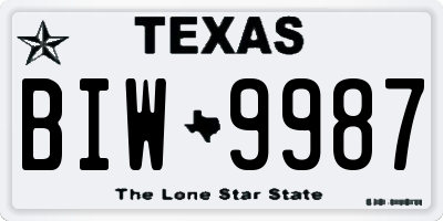 TX license plate BIW9987