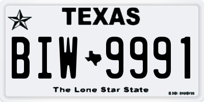 TX license plate BIW9991