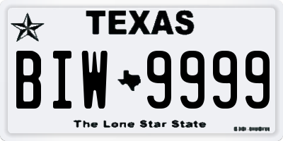 TX license plate BIW9999