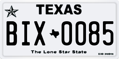 TX license plate BIX0085