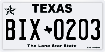 TX license plate BIX0203