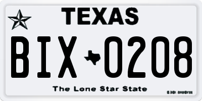 TX license plate BIX0208