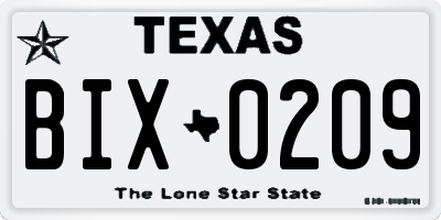 TX license plate BIX0209
