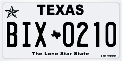TX license plate BIX0210