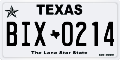 TX license plate BIX0214