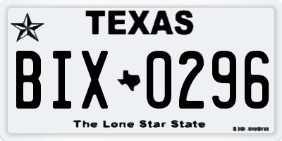 TX license plate BIX0296