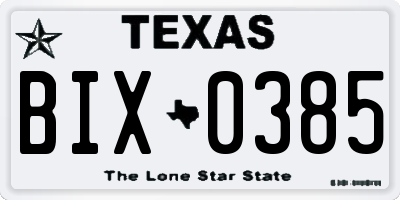 TX license plate BIX0385