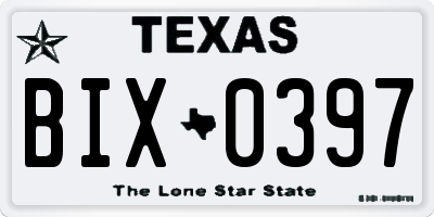 TX license plate BIX0397