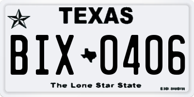 TX license plate BIX0406