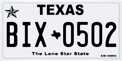 TX license plate BIX0502