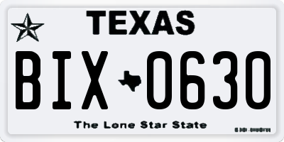 TX license plate BIX0630
