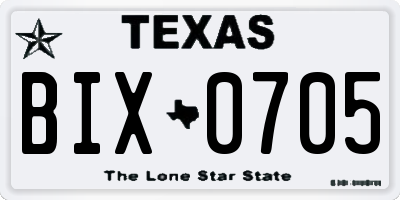 TX license plate BIX0705