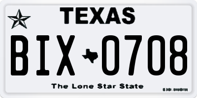 TX license plate BIX0708