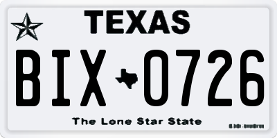 TX license plate BIX0726
