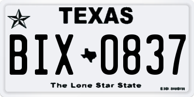 TX license plate BIX0837
