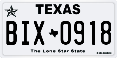 TX license plate BIX0918