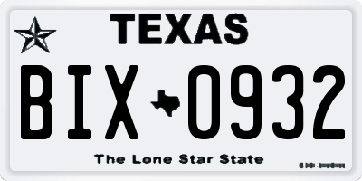 TX license plate BIX0932