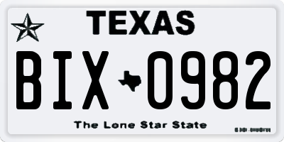 TX license plate BIX0982