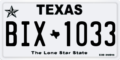 TX license plate BIX1033