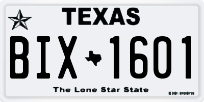 TX license plate BIX1601